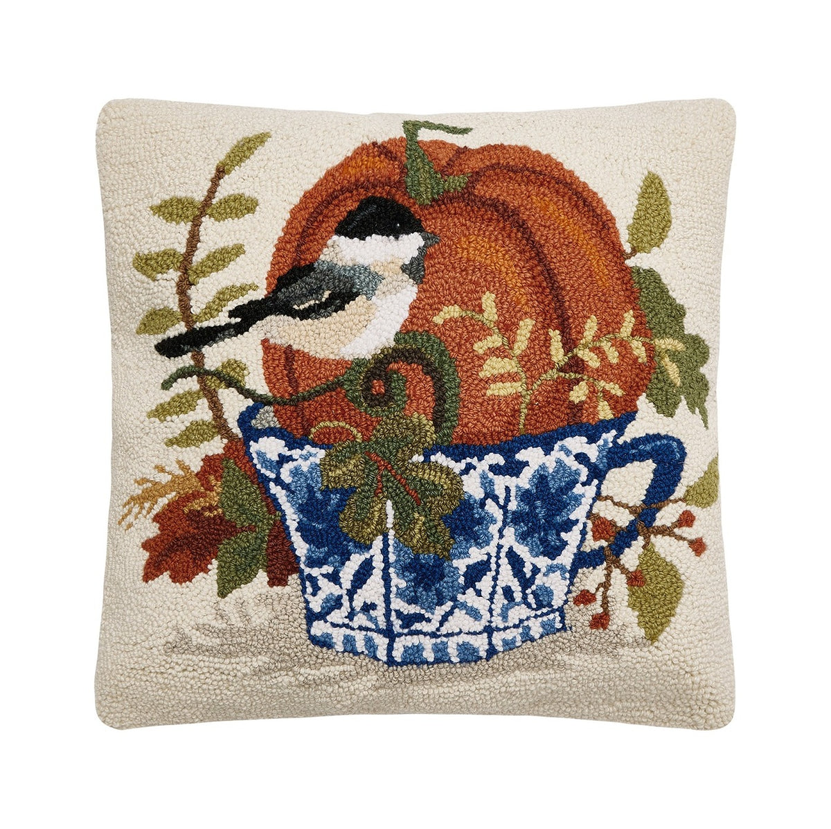 Fall Birds w/ Chinoiserie Teacup Hook Pillow