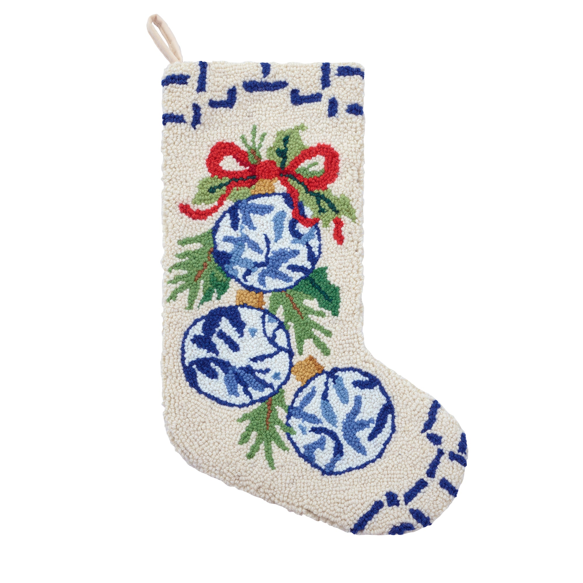 Chinoserie Ornaments Hooked Holiday Stockings