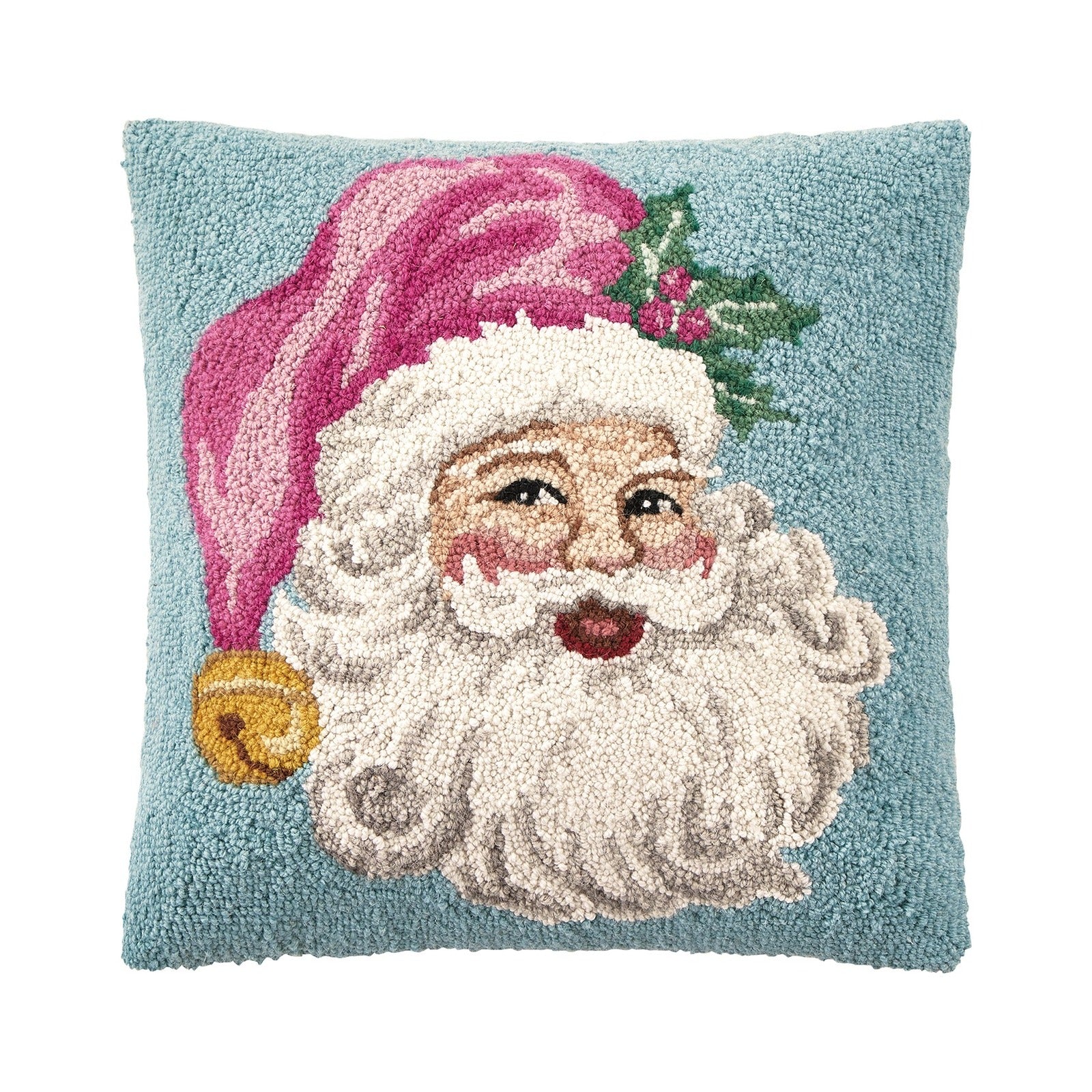 Santa in Pink Hat Hook Pillow