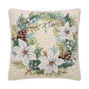 Poinsettia Wreath Poly Filled Hook Pillow