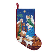 Nativity Embroidered Needlepoint Stocking