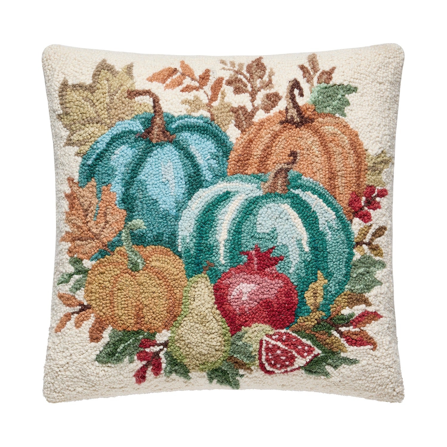 Teal Fruit Harvest Hook Pillow