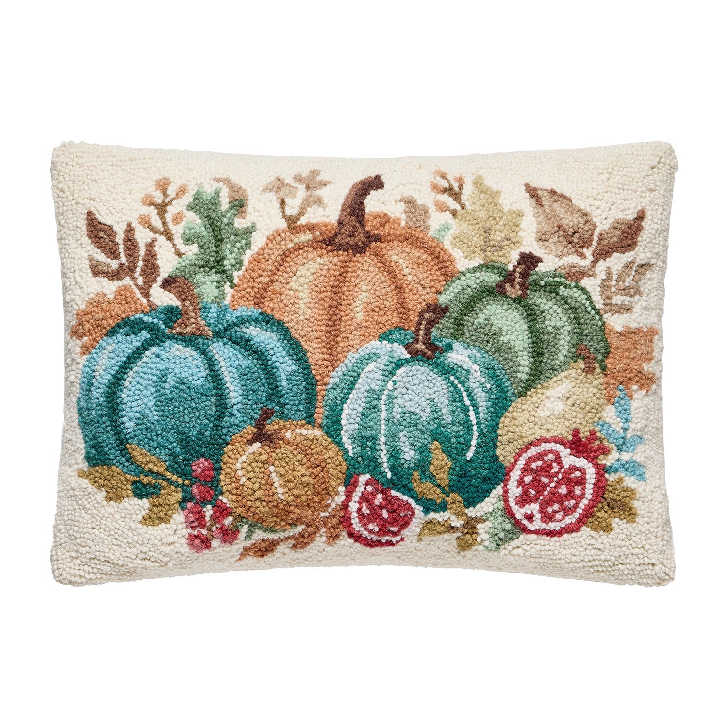 Harvested Fruits in Teal Hook Pillow