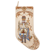 Nutcracker Beige Needlepoint Embroidered Stocking