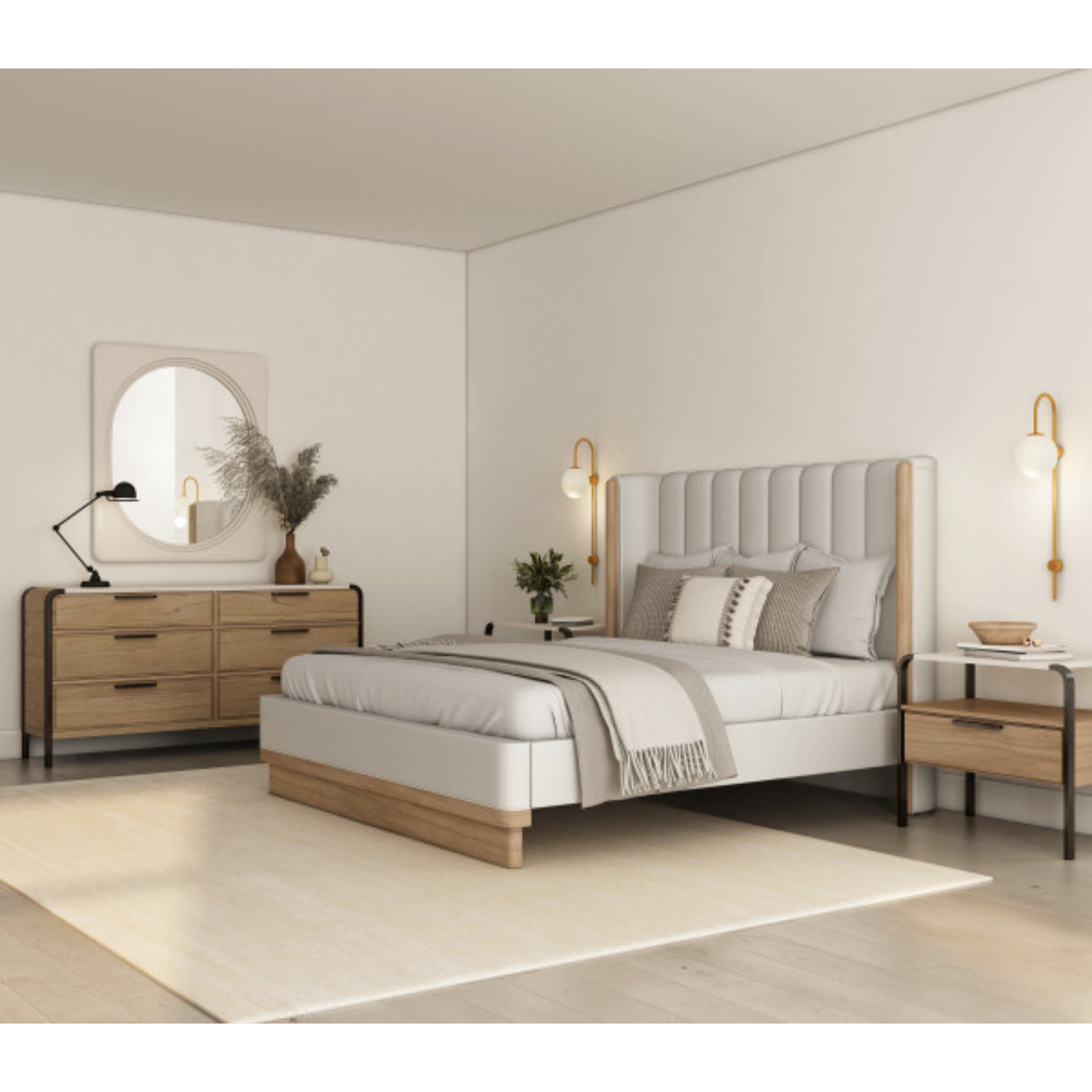Portico Queen Upholstered Shelter Bed