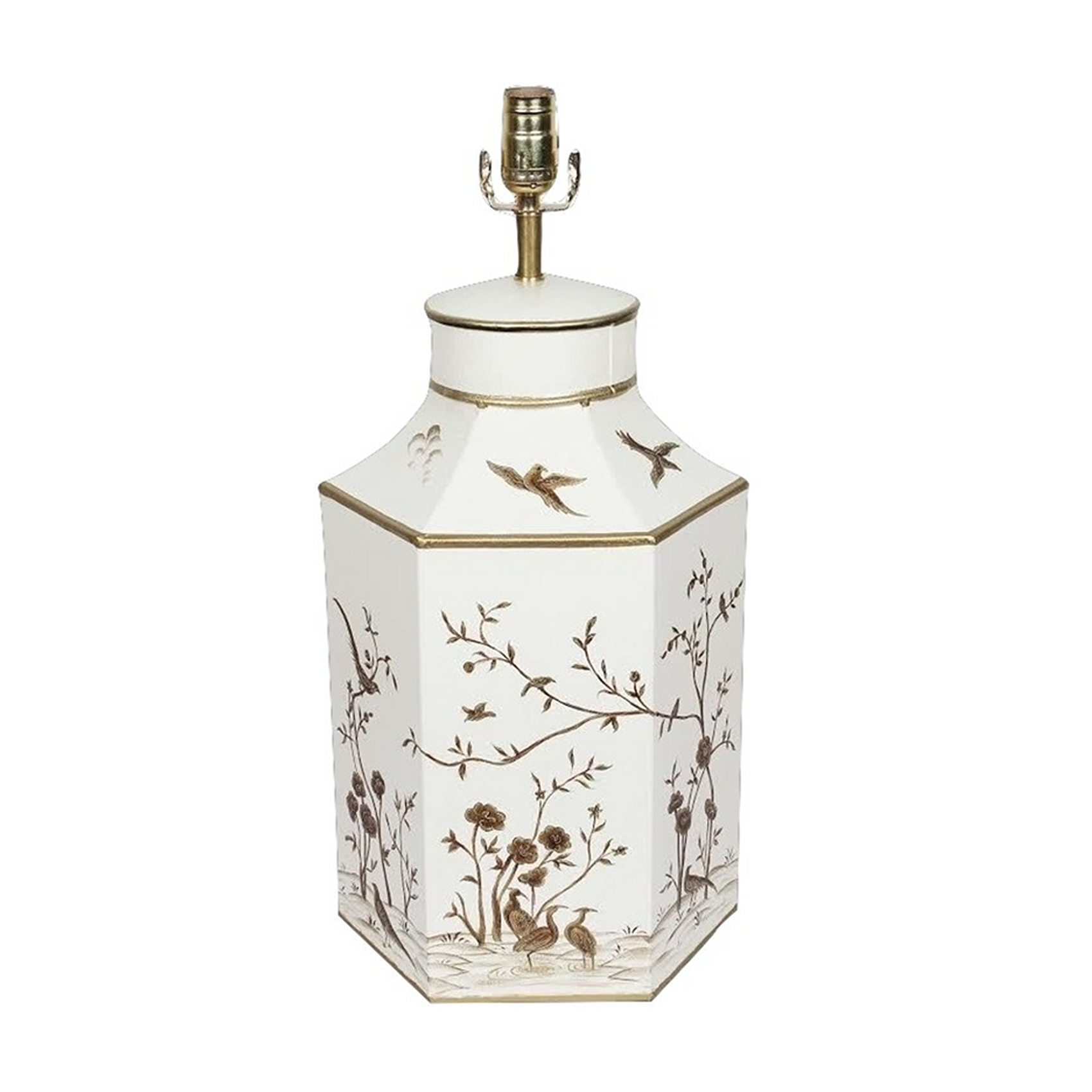 Ivory & Gold Hexagon Lamp Base