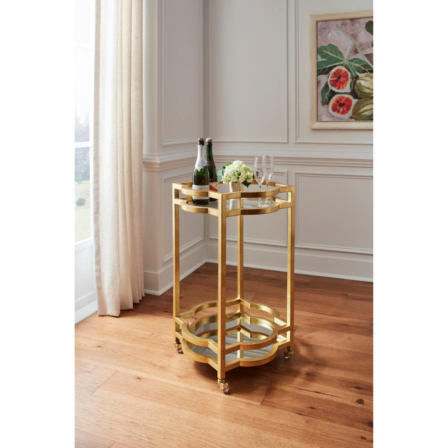 Quatrefoil Bar Cart - Gold