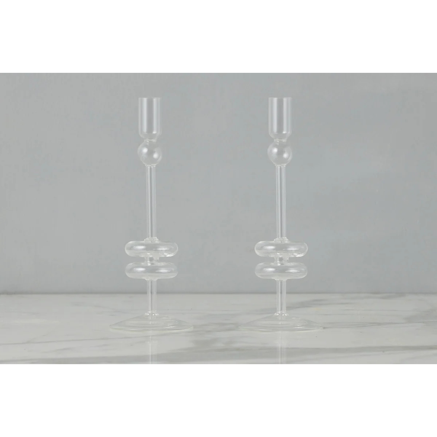 Clear Glass Candlestick Pairs