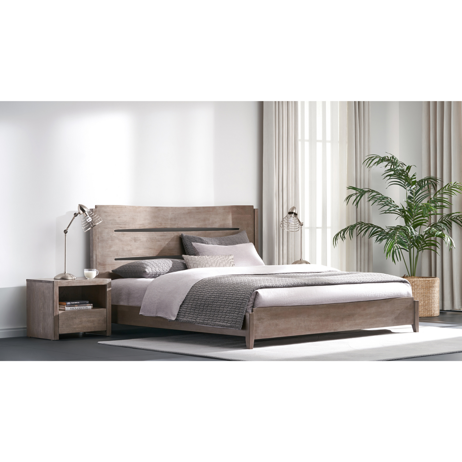 Zest King Solid Wood Panel Bed