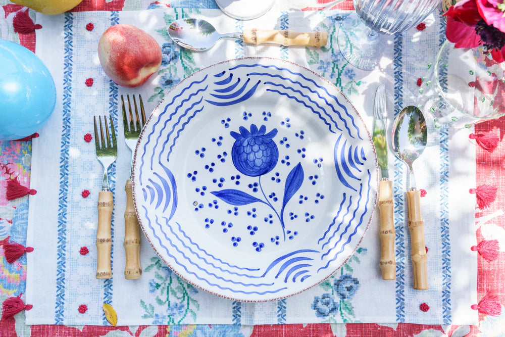 Casa Nuno Dinner Plate, Pomegranate/Waves, Set of 2