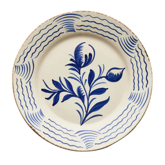 Casa Nuno Dinner Plate, 2 Flowers/Waves, Set of 2