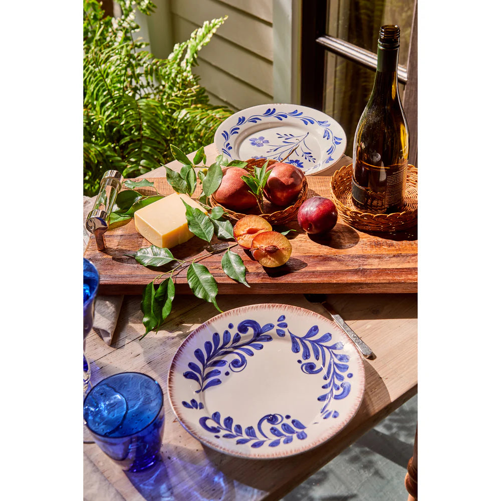 Casa Nuno Blue and White Dinner Plate, Scroll Design, Set of 2