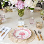 Casa Nuno Pink and White Dinner Plate, Palm, Set of 2