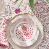 Casa Nuno Pink and White Dinner Plate, Pomegranate/Waves, Set of 2