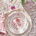 Casa Nuno Pink and White Dinner Plate, Pomegranate/Waves, Set of 2