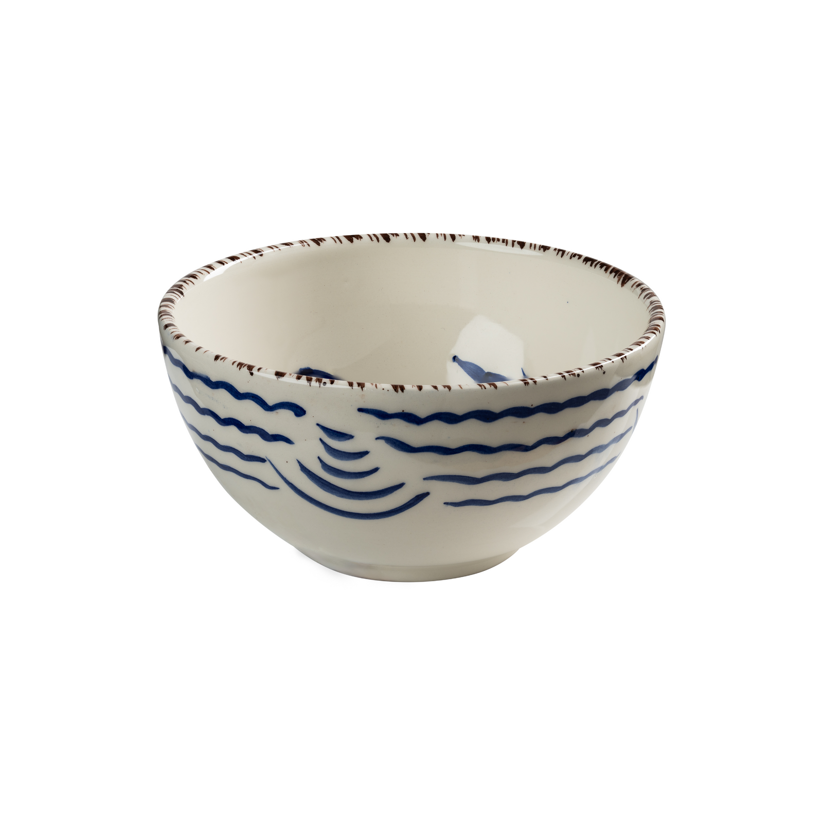 Casa Nuno Bowl, Blue with Flowers & Waves, Set of 2