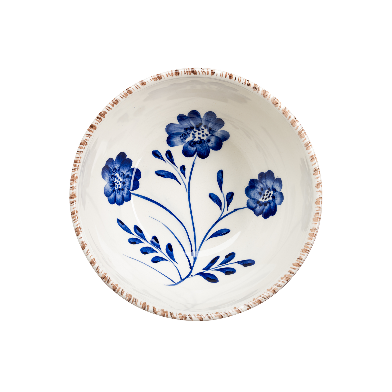 Casa Nuno Bowl, Blue with Flowers & Vine, Set of 2
