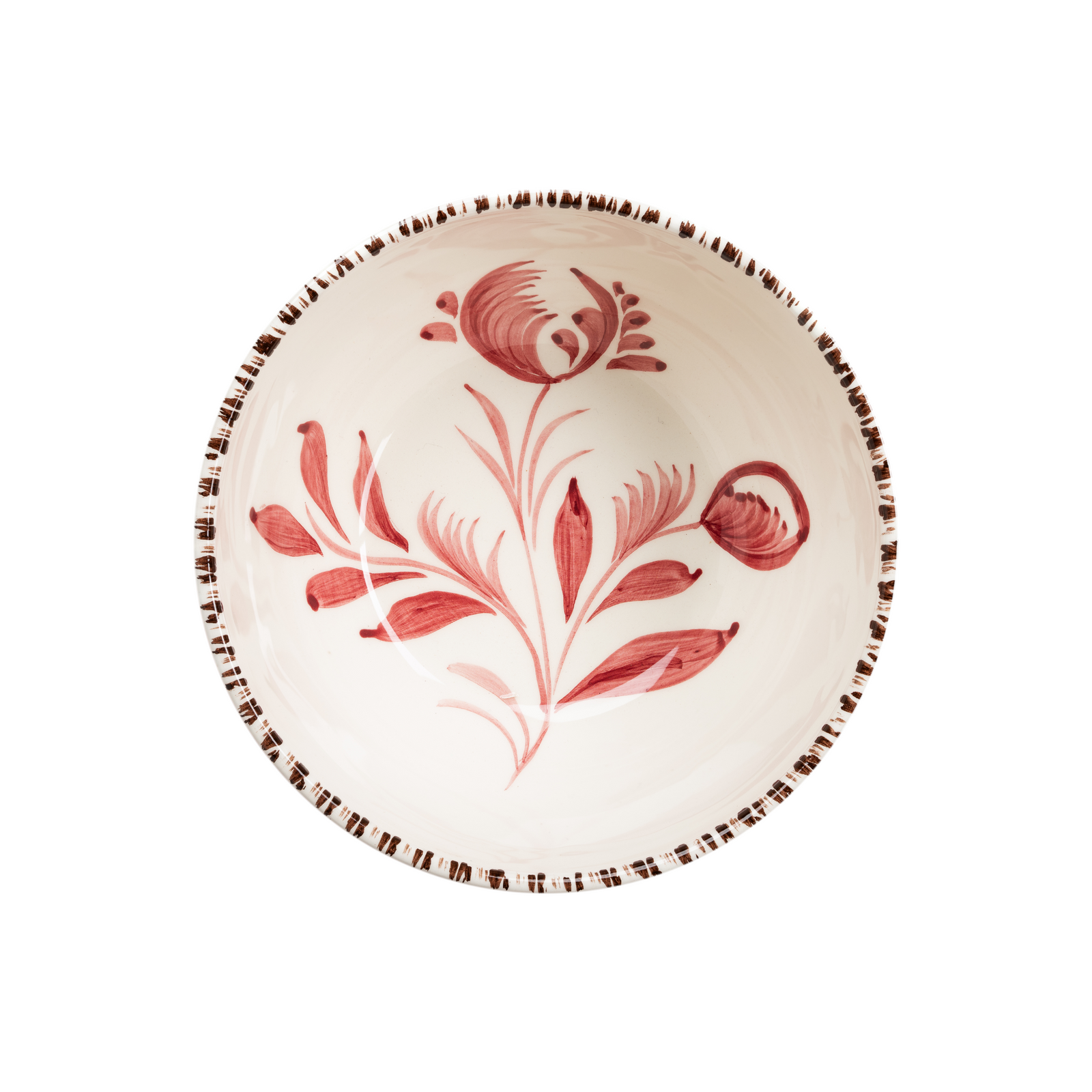 Casa Nuno bowl, Pink with Flowers & Waves, Set of 2