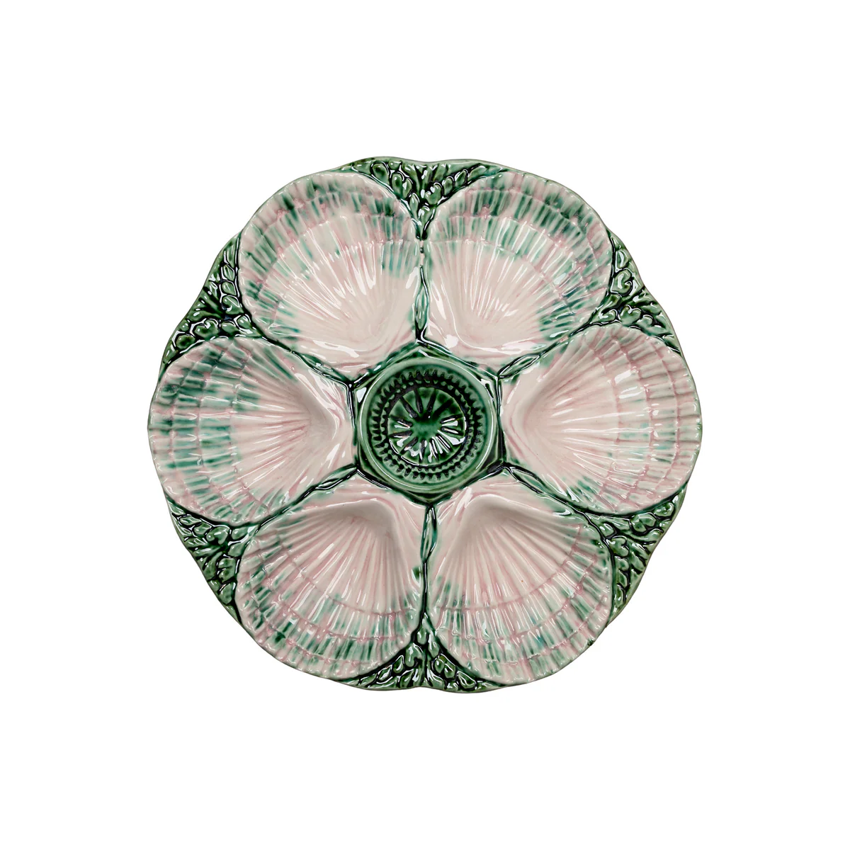 NOLA Oyster Plate, Pink & Green, Set of 2