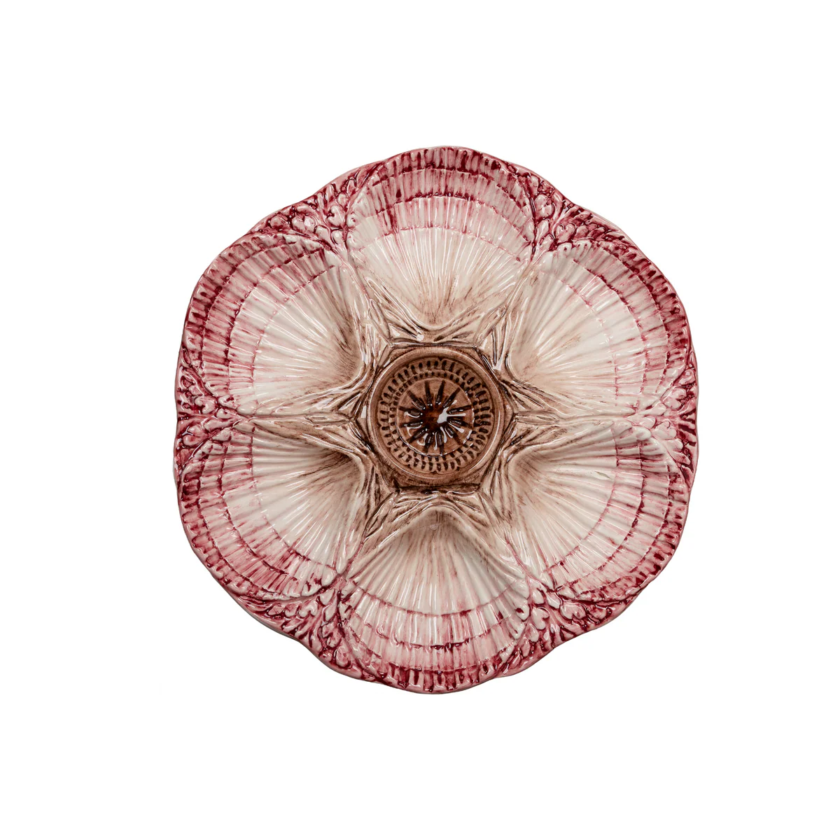 NOLA Oyster Plate, Cream & Burgundy, Set of 2