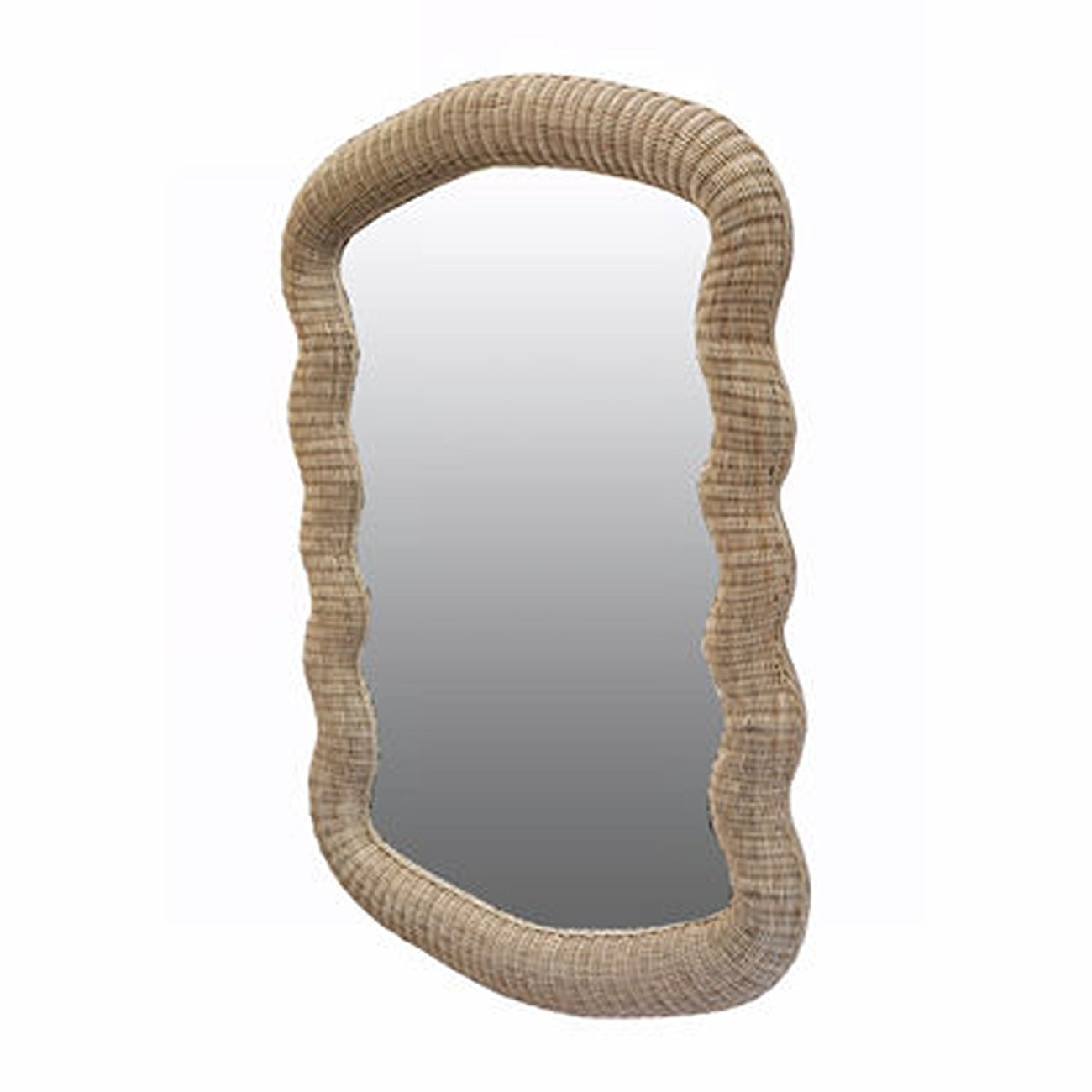 Wave Rectangular Rattan Mirror