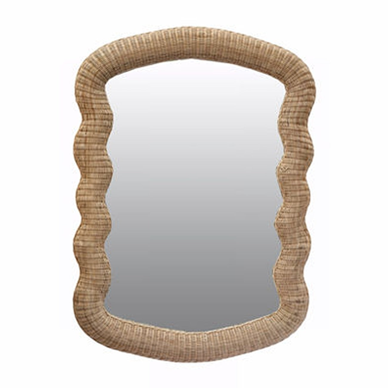 Wave Rectangular Rattan Mirror