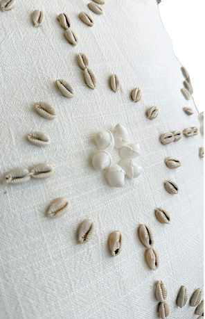 White Linen Pillow W/ Shells