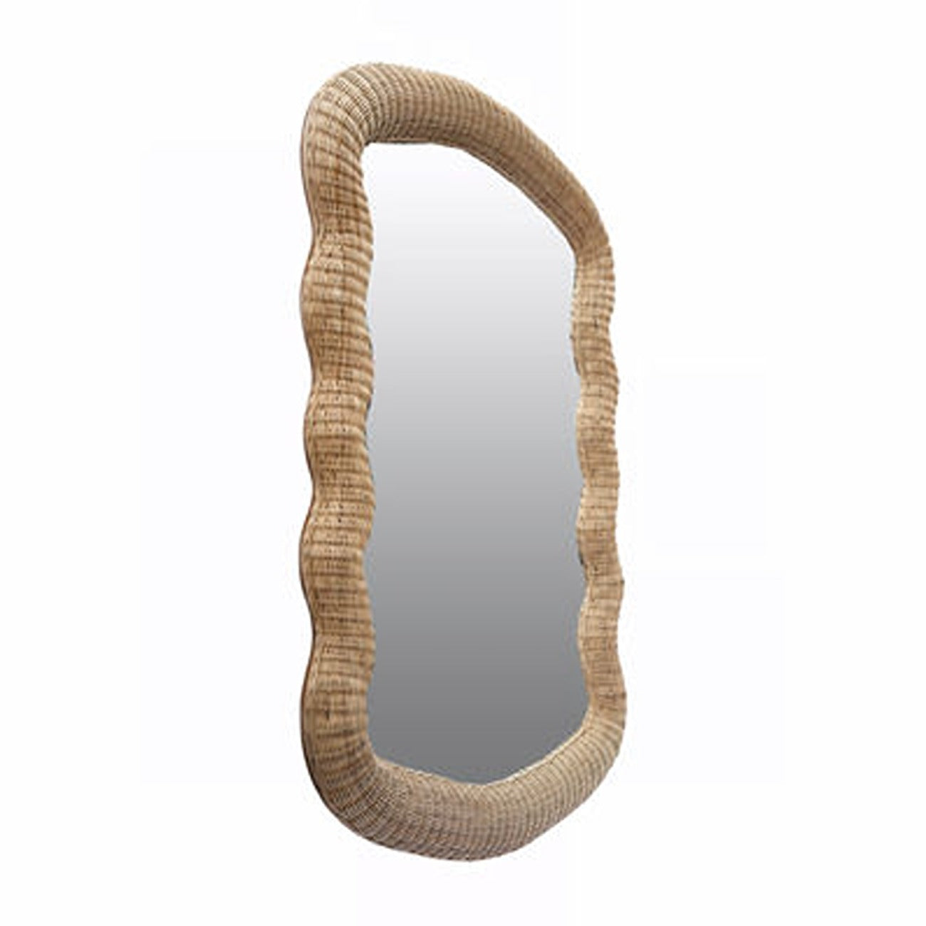 Wave Rectangular Rattan Mirror