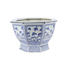 Mid Size Soft Blue Floral and Village Hexagon Planter