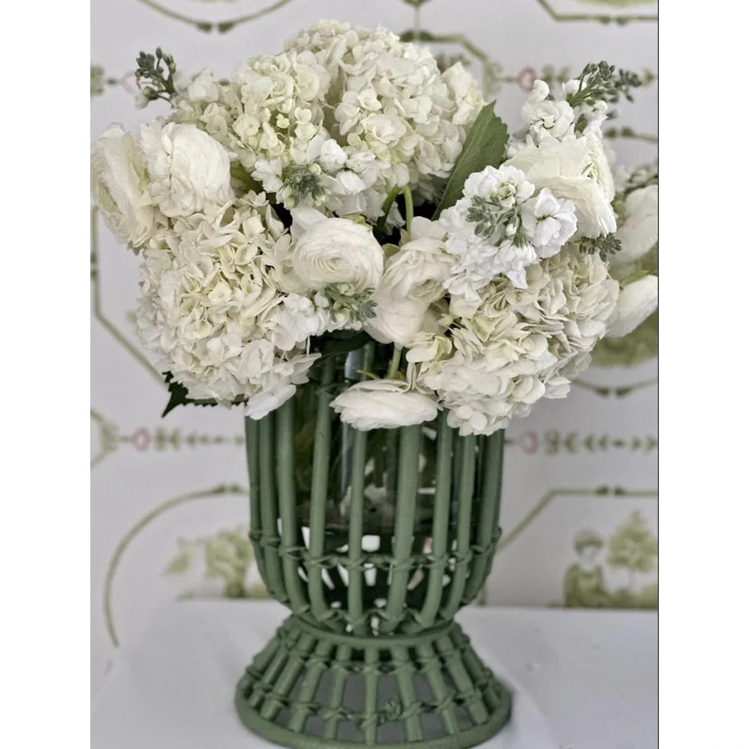 Moss Green Bamboo Wicker Hurricane