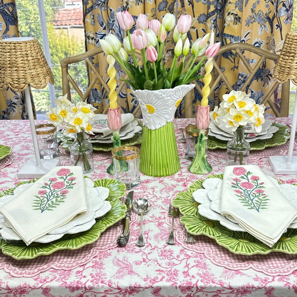 Pink Toile de Jouy Birds - Tablecloth