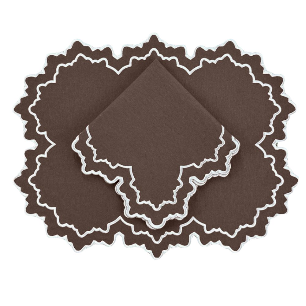 Whitley Napkin - Cocoa and White (Set of 4)
