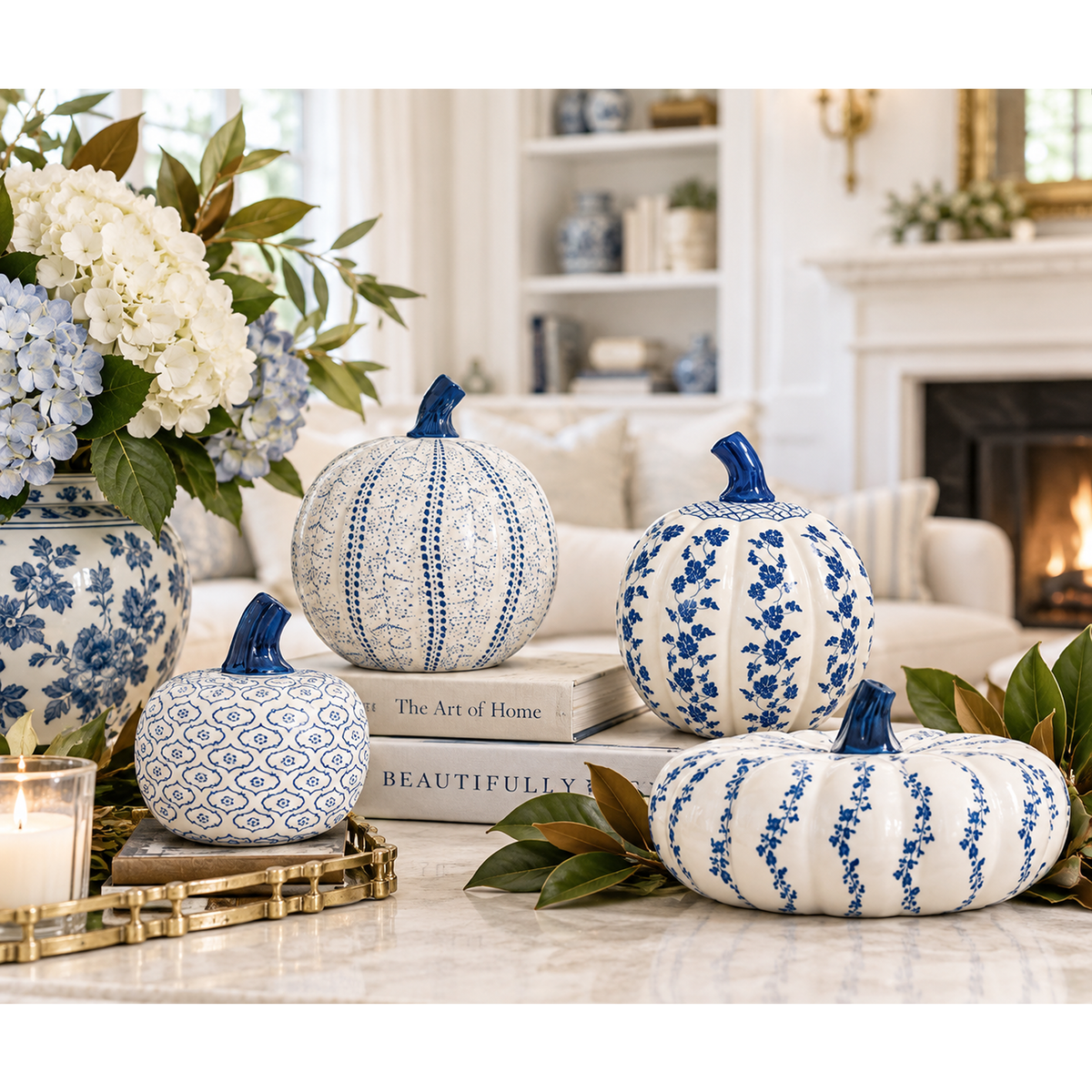 Crackle Extra Large Porcelain Pumpkin