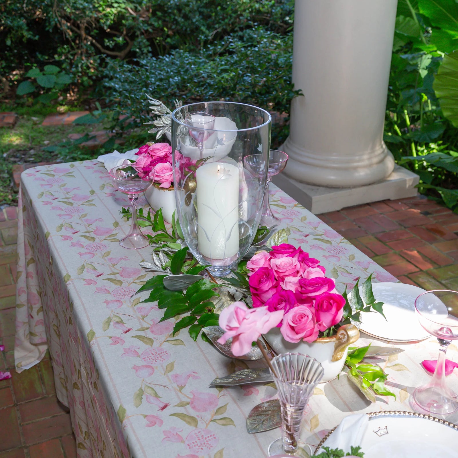 Pink & Green Pomegranate Tablecloth