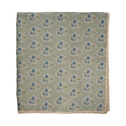 Sage Green/Blue Flower Tablecloth with Floral Lace Edge