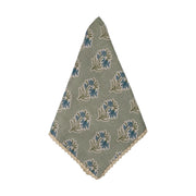 Sage Green/Blue Flower Napkin with Floral Lace Edge, Set of 8