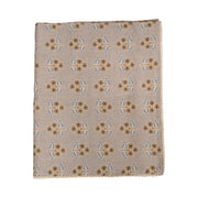 Gray with Yellow & Blue Flowers Tablecloth with Floral Lace Edge