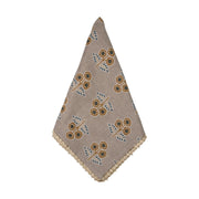 Gray with Yellow & Blue Flowers Napkin with Floral Lace Edge, Set of 8