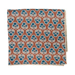 Cinnamon Brown w/ Blue Flowers Tablecloth with Floral Lace Edge