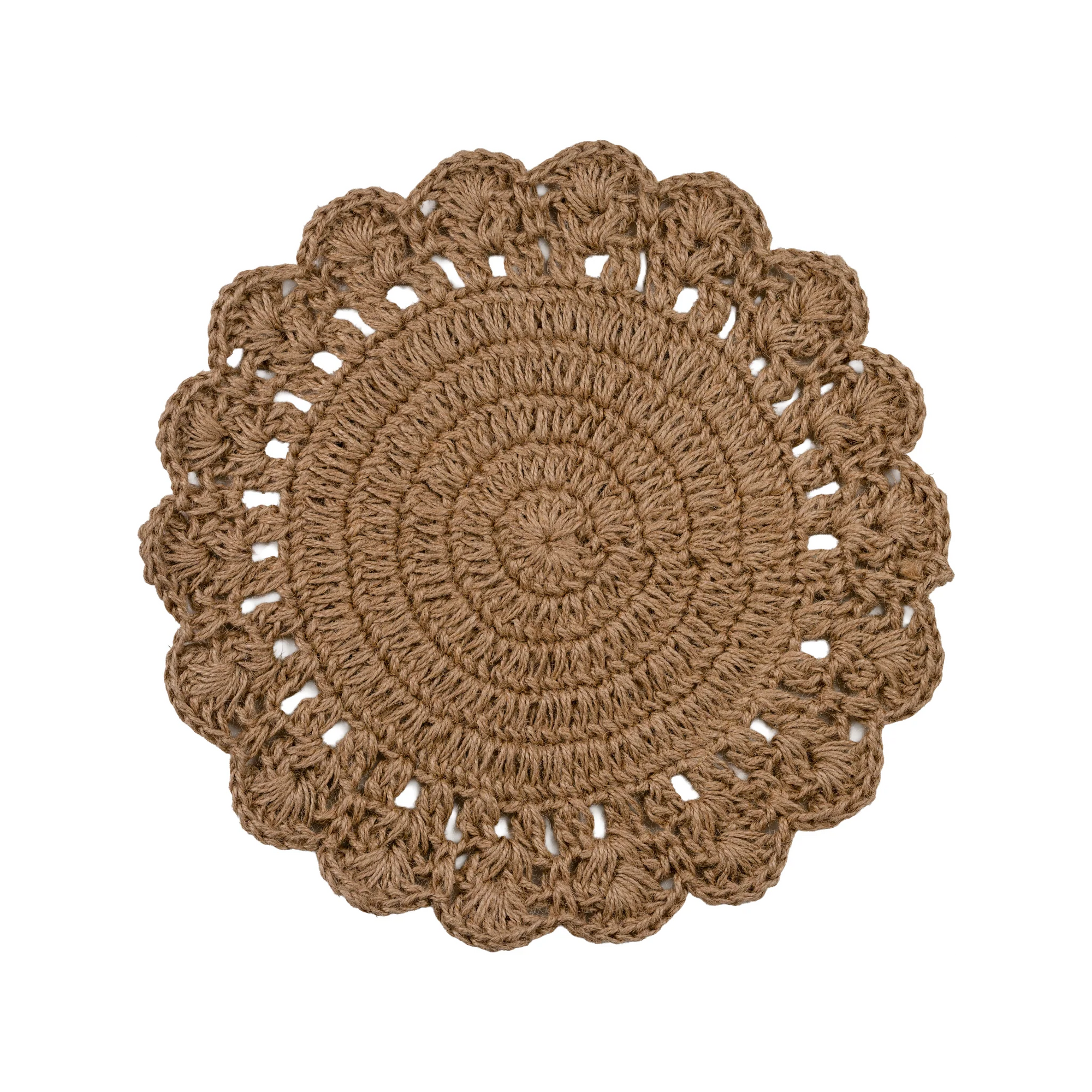 Cotswolds Jute Placemat, With Natural Scalloped Edge