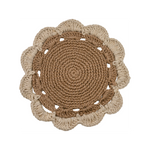 Cotswolds Jute Placemat, With Scalloped Ivory Edge, Set of 4