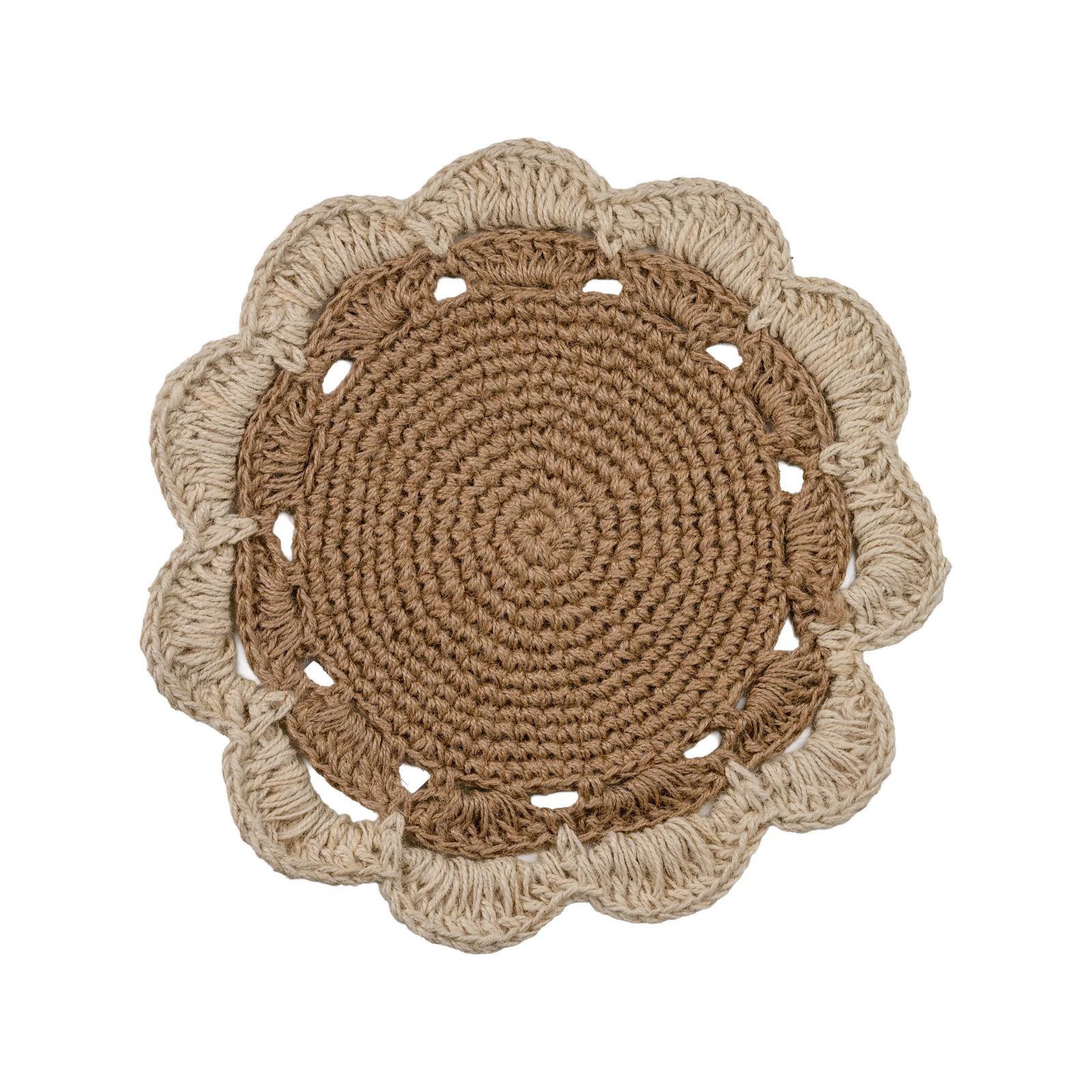 Cotswolds Jute Placemat, With Scalloped Ivory Edge, Set of 4