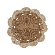 Cotswolds Jute Placemat, With Scalloped Ivory Edge, Set of 4