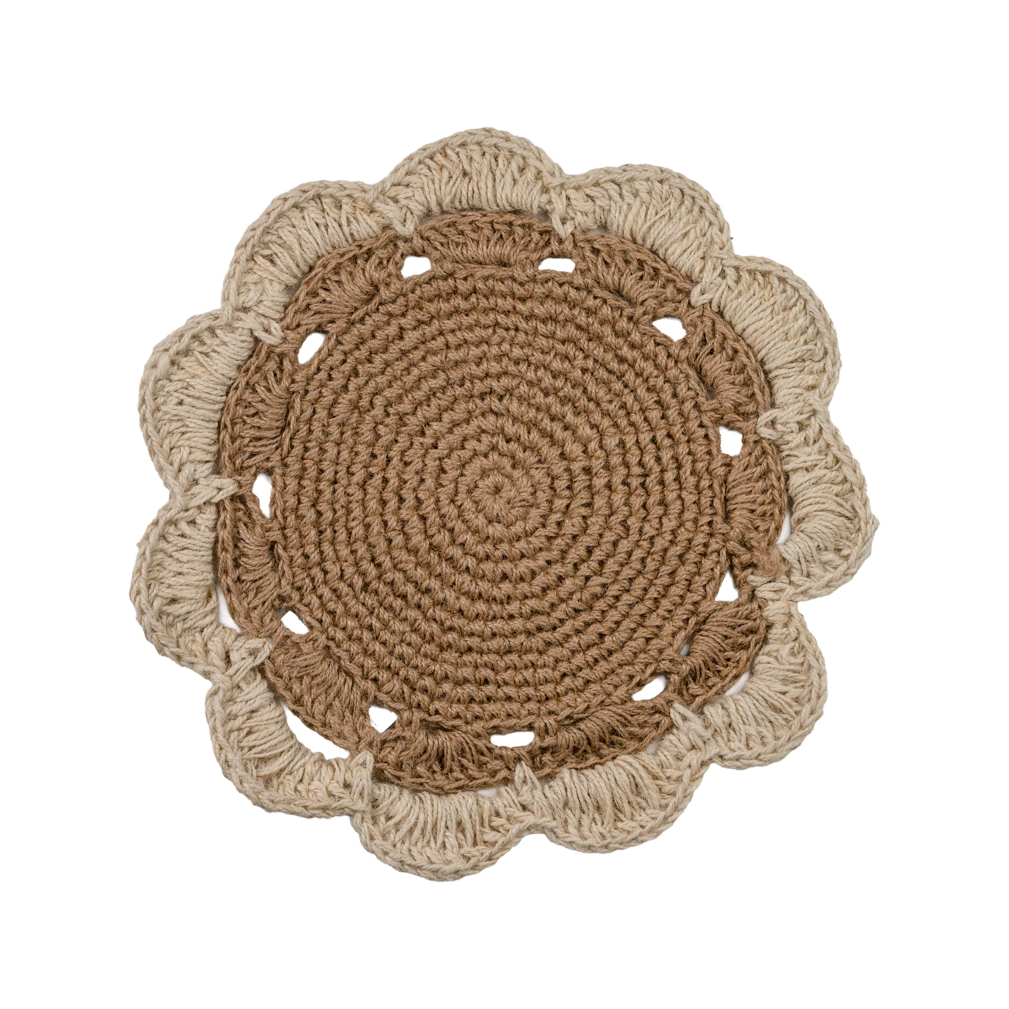 Cotswolds Jute Placemat, With Scalloped Ivory Edge, Set of 4