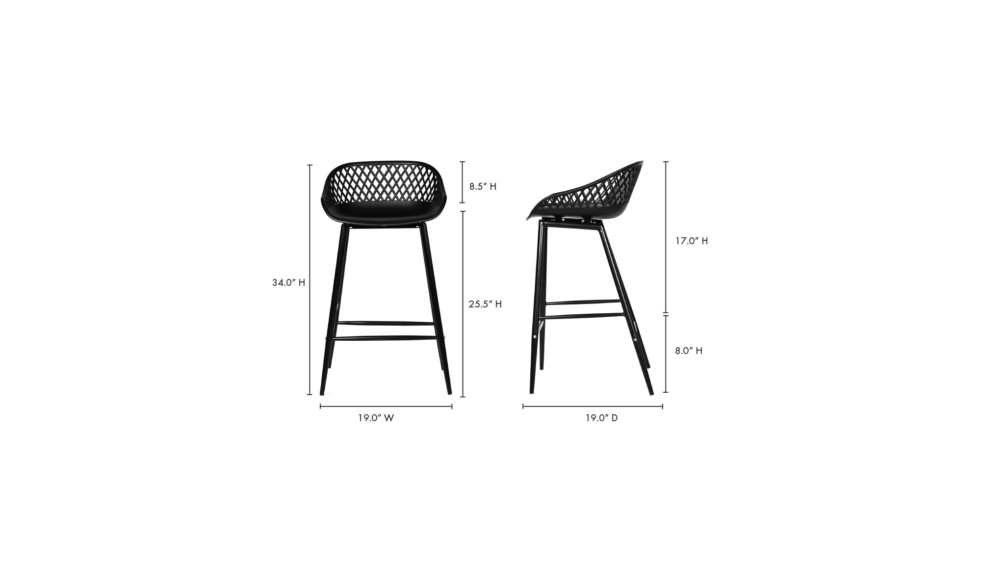 Aurelia Outdoor Counter Stool - Black Set Of Two