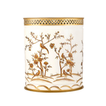 Ivory & Gold Oval Pierced Wastepaper Basket