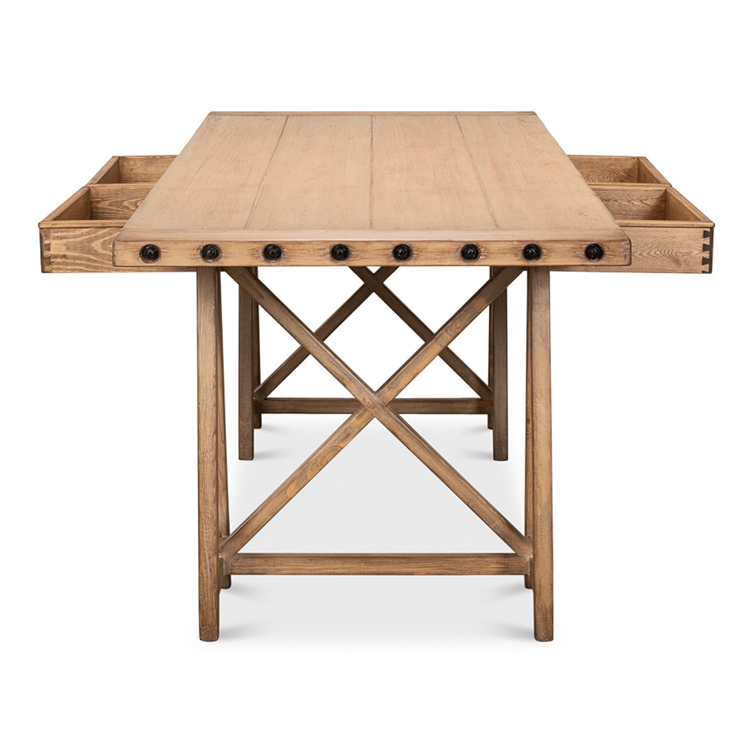 Sawhorse Desk, Natural Polished Old Pine