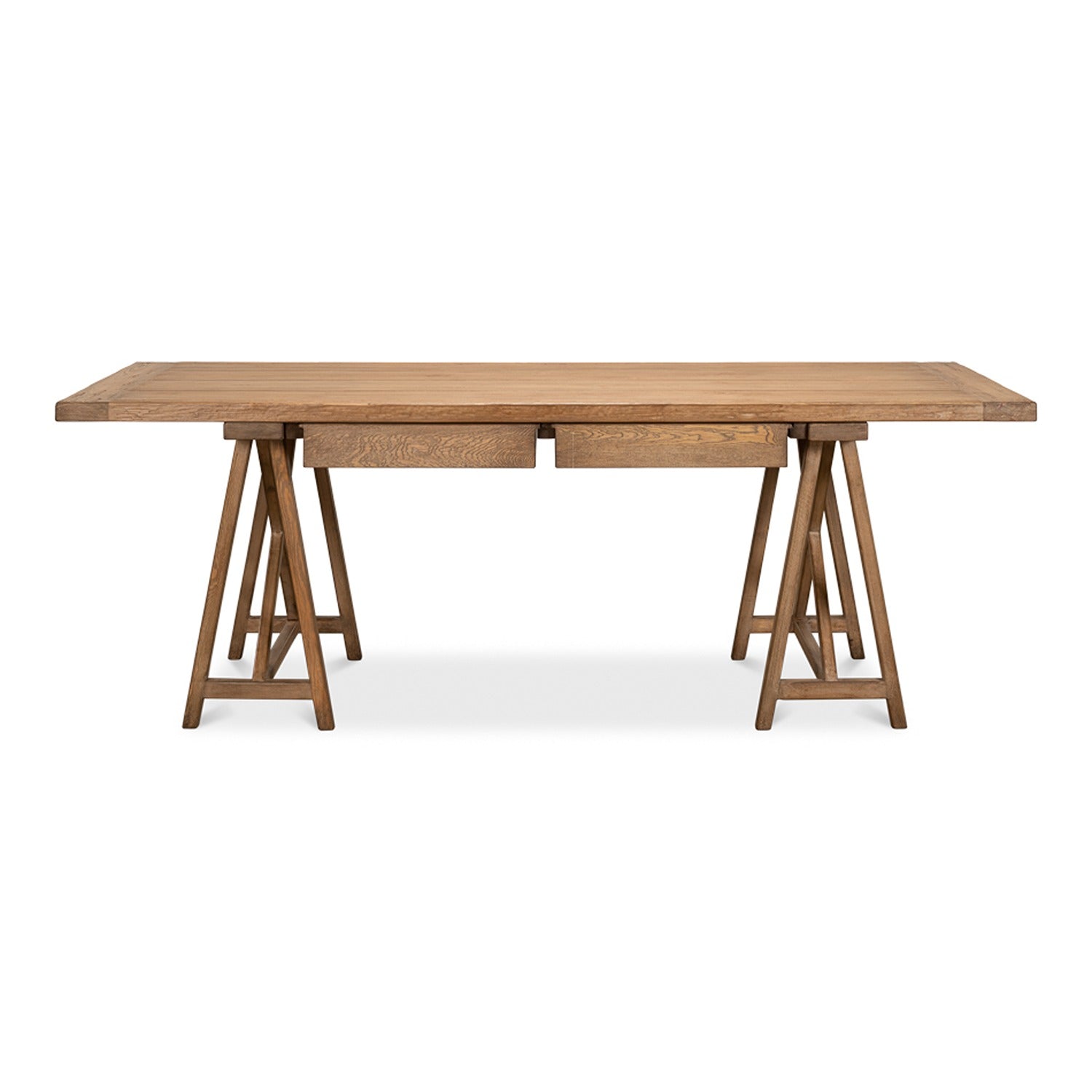 Sawhorse Desk, Natural Polished Old Pine