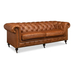 Tufted English Club Sofa - Vienna Brown