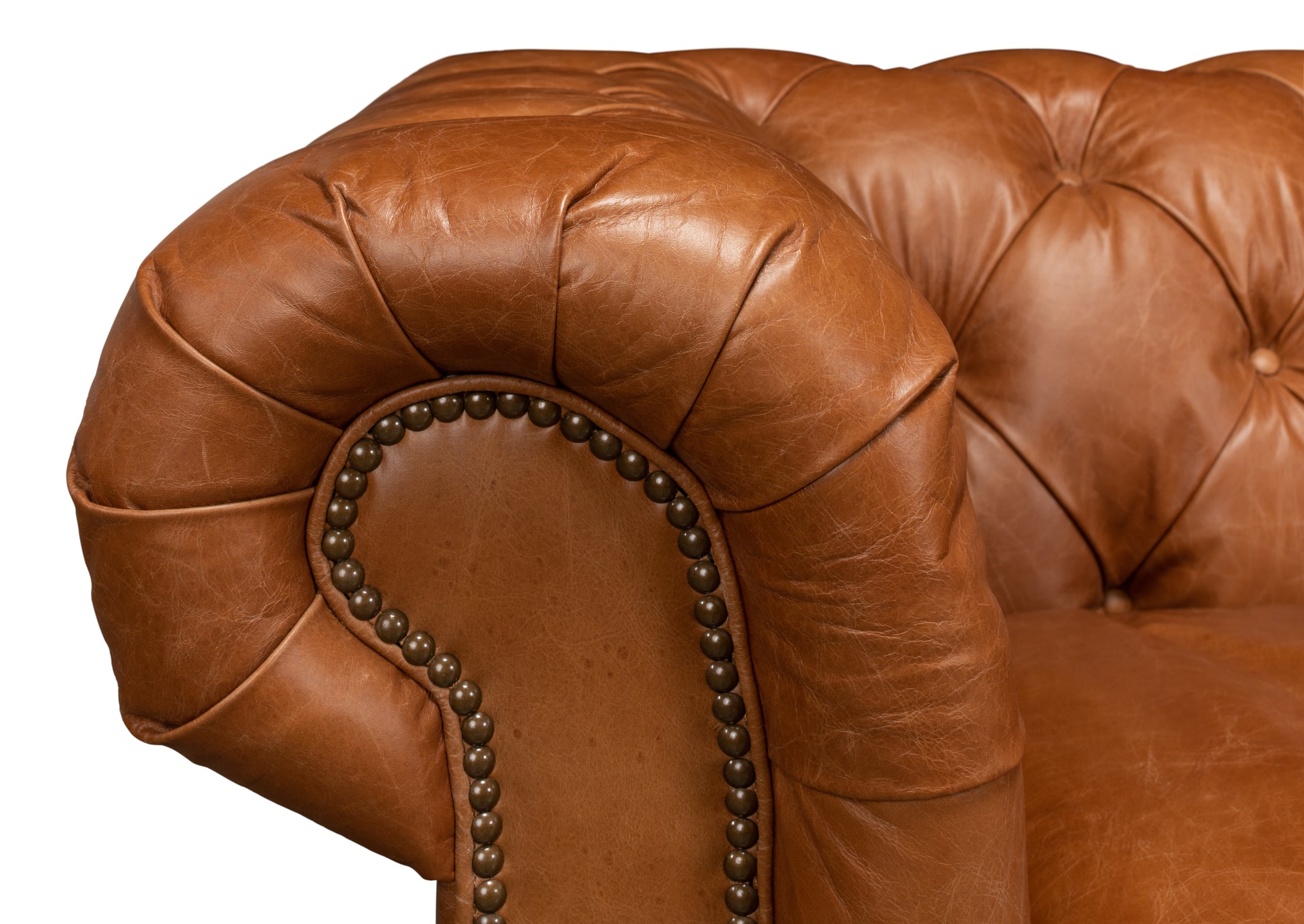 Tufted English Club Sofa - Vienna Brown